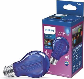 PHILIPS LED Non-Dimmable A19 Blue Party Light Bulb - EyeComfort Flicker Free - E26 Base - 4W = 40W - Indoor
