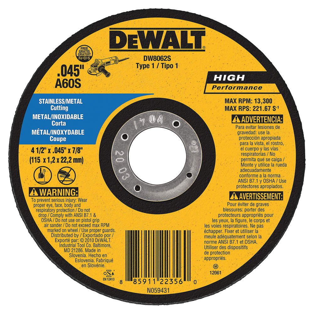 Cfree Thin Cutoff Wheel by DEWALT – One Size, Blend, Multi, Model DW8065S
