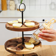 Memorywuu 3 Tier Wooden Deviled Egg Stand, 48 Holes Total, Black