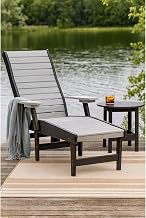American Furniture Classics HDPE Outdoor Chaise Lounge Chair in Light Gray/Black