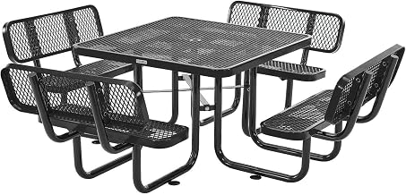 Global Industrial 46" Square Picnic Table with Backrests, Expanded Metal