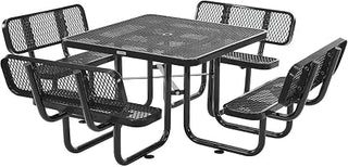 Global Industrial 46" Square Picnic Table with Backrests, Expanded Metal