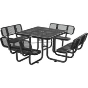 46" Square Picnic Table with Backrests by Global Industrial – 46" x 46" x 31.75", Expanded Metal, Green, Model 695965GN