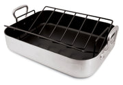 World Cuisine Non-Stick Roasting Pan with Non-Stick Rack by PADERNO – 15 3/4" x 12 1/2", Aluminum, Black, Model 563157-A4694740