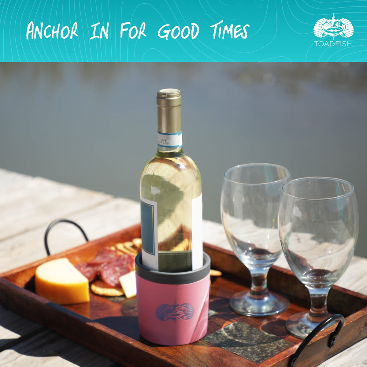 Anchor Non-Tipping Cup Holder for Boats & Paddle Boards by Toadfish – One Size, 473 milliliters, Stainless Steel, WHITE, Model TFAnchor