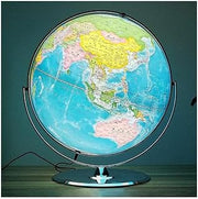 Practical Globe 720° Rotation Educational Globes Metal Stand Base Geographic Globe Illuminated Night Light World Globe for Home Office Beautifully Decor，Blue