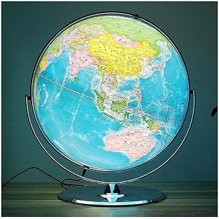 Practical Globe 720° Rotation Educational Globes Metal Stand Base Geographic Globe Illuminated Night Light World Globe for Home Office Beautifully Decor，Blue