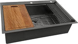 Ruvati 33 inch Gunmetal Black Stainless Steel Workstation Drop-in Topmount Kitchen Sink Single Bowl - RVH5003BL (Gunmetal Black)