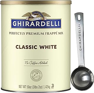 Classic White Premium Frappé Mix, 3.12 lb Can with Ghirardelli Stamped Barista Spoon