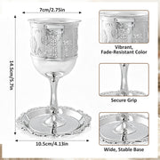 Ohmique Kiddush Cup and Tray Set, Silver Plated, One Size