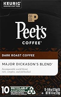 Peet's Coffee Coffee Pods, Dark Roast, Major Dickason's Blend, 10 K Cups