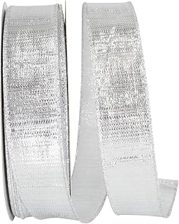 Reliant Ribbon Metallic Reflection Value Wired Edge Ribbon, Silver