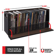 Faux Leather DVD & CD Storage Box - Movie Shelf Organizer for Blu-Ray by Stock Your Home – 17.75 inches (L) x 6.75 inches (H) x 8 inches (D), Faux Leather, Felt, Gray/Espresso