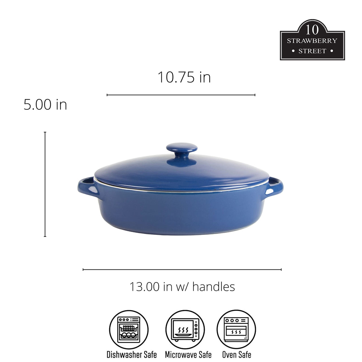 10 Strawberry Street Blue / 10" & 7" / Covered Casserole Casseroles