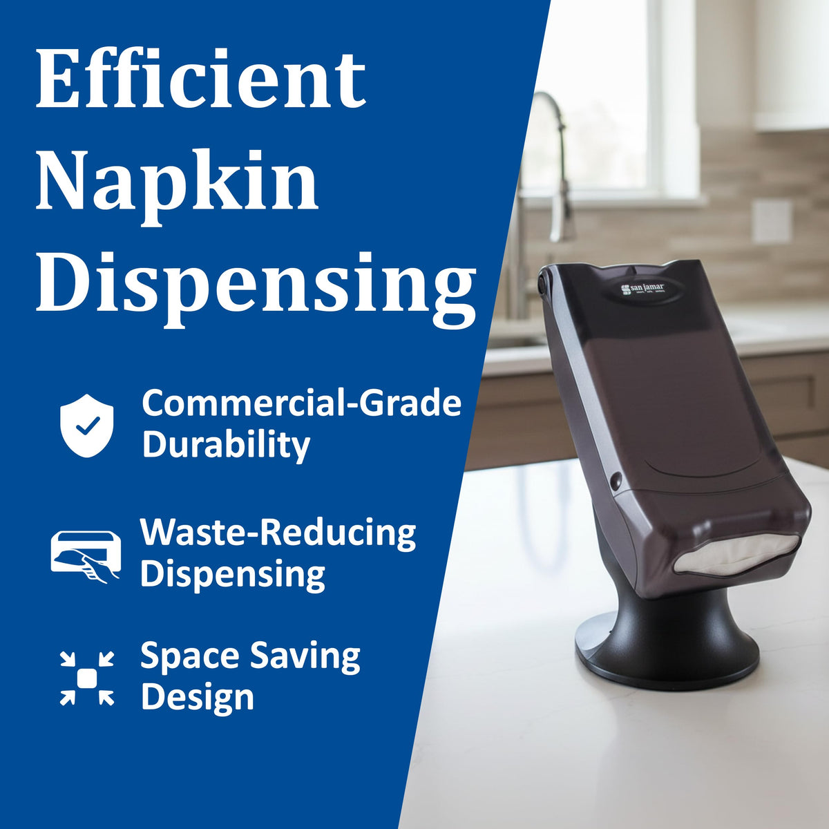 Venue Napkin Dispenser with Stand by San Jamar – 8.75 Inches, 0.0 ounces, Acrylonitrile Butadiene Styrene, Black, Model H5000STBK