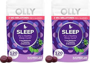 OLLY Sleep Gummy,3 mg Melatonin,L-Theanine,Chamomile,and Lemon Balm Extracts,BlackBerry Flavor,60 Day Supply -,120 Count (Pack of 2)