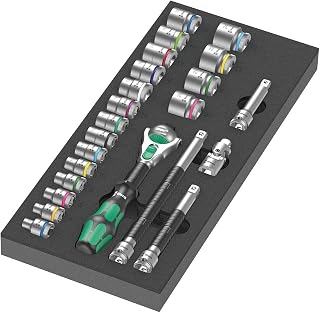 Wera 05150111001 9721 Foam Insert 8000 B Zyklop 3/8" Ratchet Set 1, 23 Pieces