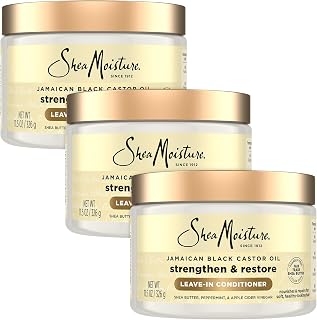 Shea Moisture SheaMoisture Leave-In Conditioner 3-Pack – Jamaican Black Castor Oil Strengthen & Restore Formula for Hair Repair, Frizz Control, 11.5 Oz Ea