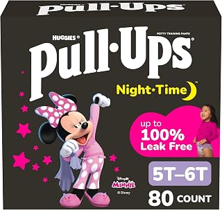 Pull-Ups Girls' Night-Time Potty Training Pants, Size 5T-6T, 80 Count