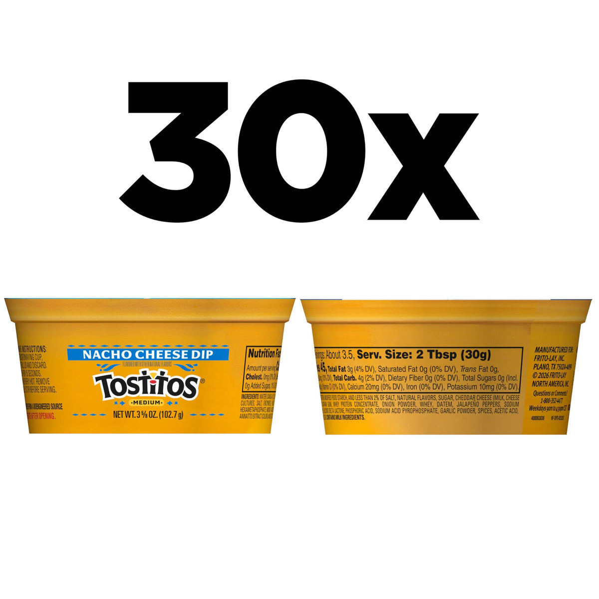 Tostitos Queso To Go / 30 Count (Pack of 1) / coffee Processed Cheese