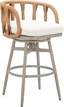 Zuo Safal Swivel Barstool Multicolor, Multicolor Barstool, Modern Style, Outdoor Fabric, Removable and Washable Cushion Cover, Aluminum, Outdoor Bar, 22" W x 21.1" D x 37.8" H, Non-Stackable