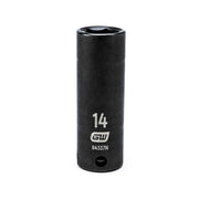 3/8" Drive Deep Impact Metric Socket 14mm by GEARWRENCH – 14mm, Chrome Molybdenum Steel, Black, Model 84337N
