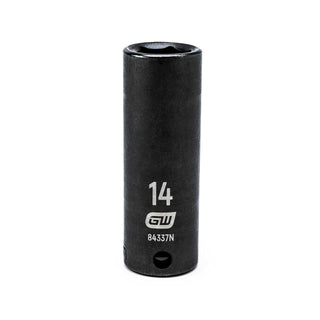 3/8" Drive Deep Impact Metric Socket 14mm by GEARWRENCH – 14mm, Chrome Molybdenum Steel, Black, Model 84337N