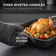 Yunnkeey Roasting Pan with Rack, Carbon Steel Nonstick, Black