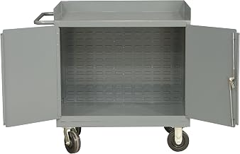Durham 16 Gauge Welded Steel Mobile Bench Cabinet, 3100-BLP-95, 1 Fixed Shelf