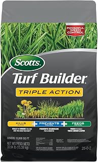 Scotts Turf Builder Triple Action1, 33.94 lbs. | Weed Control, Lawn Weed Killer, Crabgrass Preventer, and Grass Fertilizer for Lawns, Covers 12,000 sq. ft.