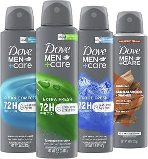 Dove Men+Care Dry Spray Antiperspirant Variety 4-Pack, Scented, 3.8 Oz Ea