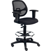 Mesh Back/Fabric Seat Drafting Stool by Global Industrial – 25.19 inches x 25.19 inches x 13 inches, Alloy Steel, Black, Model A2813TMIX+22A4