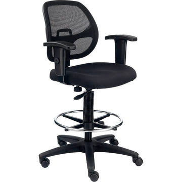 Mesh Back/Fabric Seat Drafting Stool by Global Industrial – 25.19 inches x 25.19 inches x 13 inches, Alloy Steel, Black, Model A2813TMIX+22A4