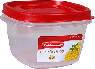 Rubbermaid 7J60 Easy Find Lid Square 2-Cup Food Storage (Pack of 8 Containers)