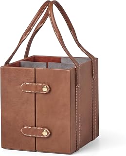 Lenox Leather & Suede Wine Carrier Set | genuine leather and suede, holds 2 bottles and 2 glasses | includes wood tray, bar knife, bottle opener | travel wine tote