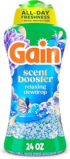 Gain In-Wash Laundry Scent Booster Beads Long-Lasting Fresh Scent Beads All Day Freshness and Odor Protection, Relaxing Dewdrop Scent, 24 oz (Packaging May Vary)