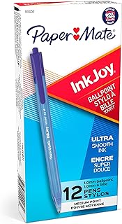 Paper Mate InkJoy 100RT Ballpoint Pens, Retractable, Medium Point (1.0mm), Blue Ink, 12 Count - Writing, Journaling, Note-Taking