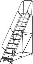 Ballymore SW1132PIP 11 Step 24" W Perforated All Directional Steel Rolling Ladder- Safety Angle