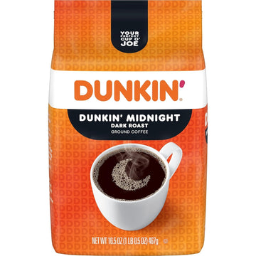 Dunkin’ Midnight Dark Roast Ground Coffee by Dunkin' – 16.5 Ounce (Pack of 1)