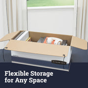 ® Stor/File™ 60% Recycled Storage Boxes by Bankers Box – True, Plastic, White/Blue, Pack of 12, Model 70504