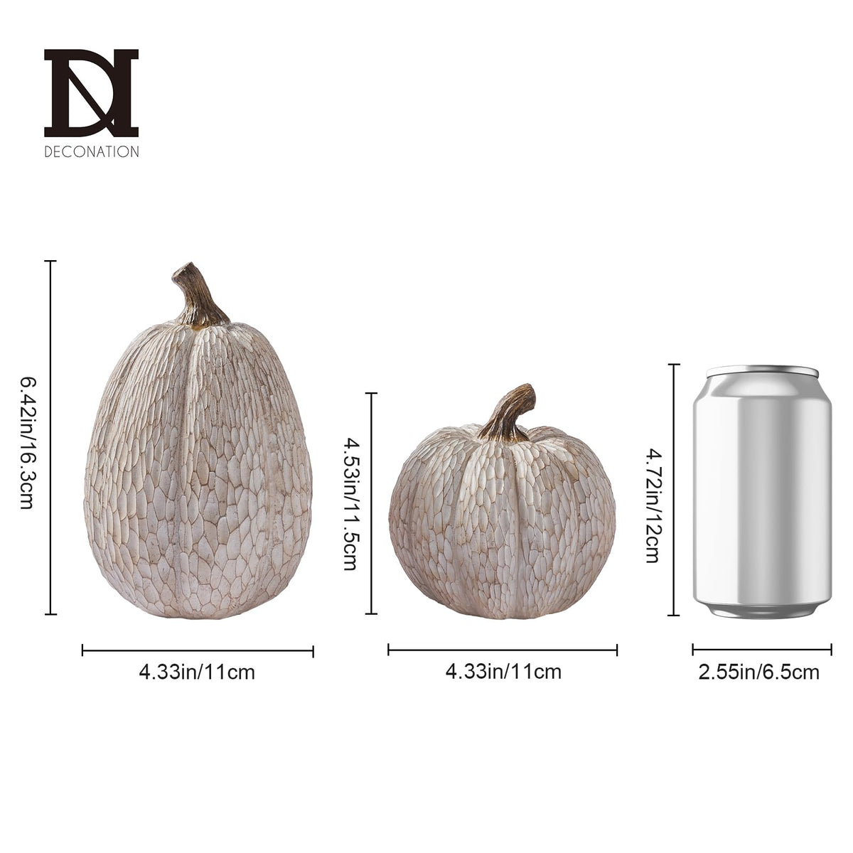 DN Deconation Resin Pumpkin Decor, Geometric Faceted Set of 2, Brown