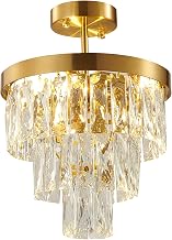 Bethel Gold Flush Mount Ceiling Light with Crystals - Semi Flush Mount for Dining Room 11.8" H