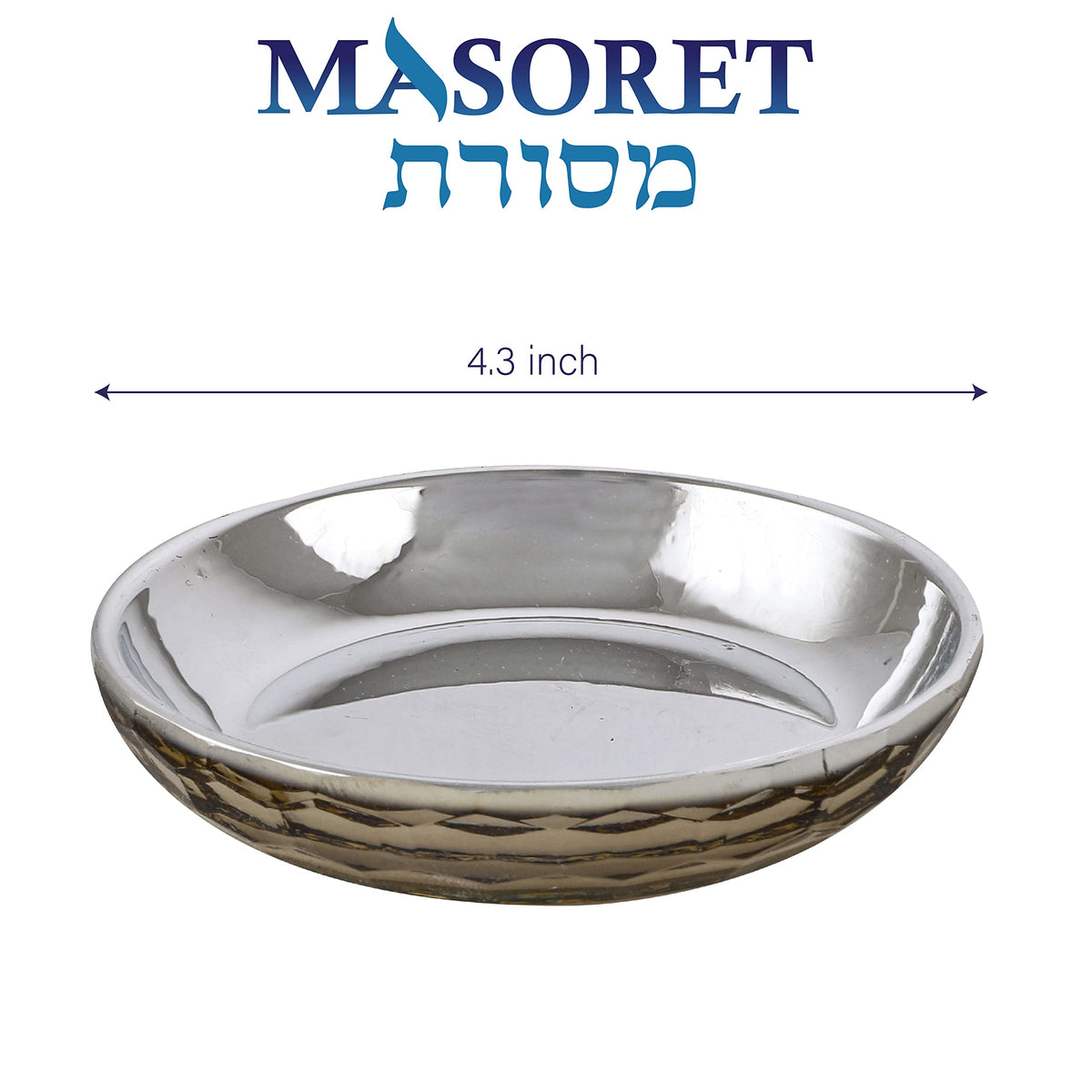 Masoret Crystal Kiddush Cup with Tray, 6.4 Inch, Set 2