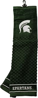 NCAA Michigan State Spartans Embroidered Golf Towel Embroidered Golf Towel, Checkered Scrubber Design, Embroidered Logo