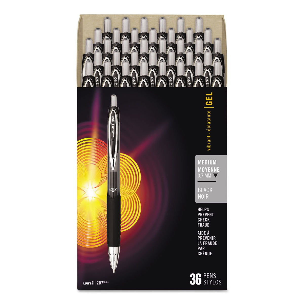 Signo Gel 207 Roller Ball Retractable Gel Pens by Uni-Ball – Rubber, Black, Model SAN1921063
