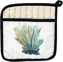 Betsy Drake PT703C Blue Coral on White Pot Holder