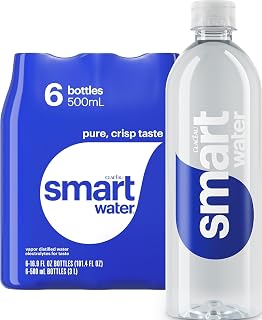 smartwater Vapor Distilled Water Bottles, 16.9 fl oz, 6 Pack