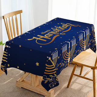 Hafangry Hanukkah Tablecloth, Menorah Design, 60 x 84 Inch