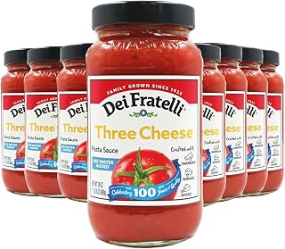 Dei Fratelli Three Cheese Pasta Sauce (24 oz. jars; 8 pack) - No Water Added - Never from Tomato Paste - 5th Generation Recipe