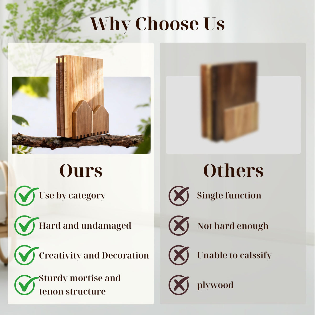 Wnfou Book Shaped Cutting Board Set, 13 x 7.8 Inch, Natural Wood